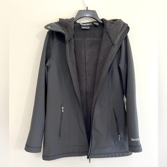 Marmot Soft Shell Fleece Lined Hooded Full Zip Unisex Black Jacket, L - Picture 10 of 13